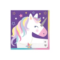 Tovaglioli Unicorno Arcobaleno 16,5 x 16,5 cm - 16 pz.