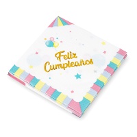 Tovaglioli di Buon Compleanno Torta di 16,5 x 16,5 cm - 12 unità