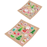 Adesivi natalizi metallici in rilievo 18,5 x 23 cm - 1 foglio