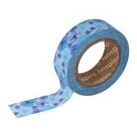 Washi tape fiori blu - 10 m