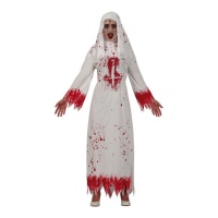 Costume bianco da suora insanguinata da donna