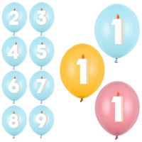 Palloncini in lattice multicolori con numeri da 30 cm - 50 pezzi