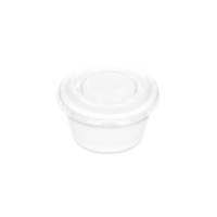 Vasetto per salse in plastica bianca da 60 ml con coperchio - 10 pz.