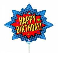 Palloncino metallizzato Happy Birthday Fumetto da 34 x 30 cm - 10 unità - Grabo