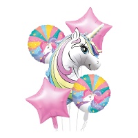 Mazzo di unicorni multicolore - 5 pezzi