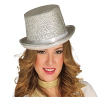 Cappello alto in argento lucido