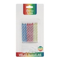 Candele magiche colorate a strisce 6 cm - 10 unità