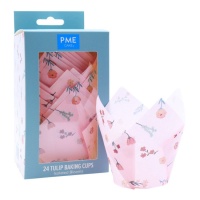 Capsule di carta per tulipani per muffin fiori rosa - PME - 24 pz.