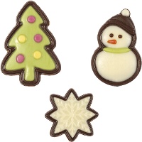 Figure di cioccolato fondente e bianco per Natale - 90 pezzi