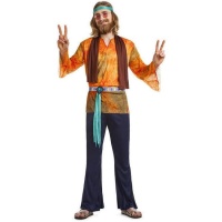 Costume da hippie arancione per uomo