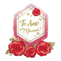 Palloncino I Love You Mum con rose 66 cm