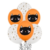 Palloncini in lattice Hocus pocus Halloween con gatto da 30 cm - PartyDeco - 50 unità