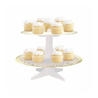 Supporto per cupcakes in cartone bianco e dorato di 31,7 x 24,4 cm - Unique