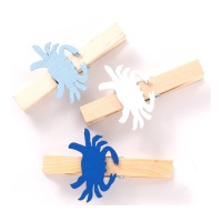 Pinze di legno con granchio di 7 cm - 3 pezzi