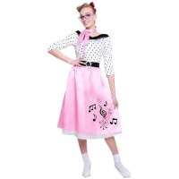 Costume anni '50 con note musicali da donna