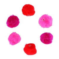 Pompon acrilici con tubo in 3 tonalità di rosso 2,5 cm - Innspiro - 50 pz.