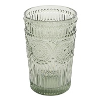 Bicchiere 400 ml in vetro inciso color acqua verde