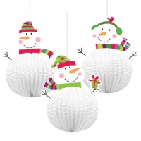 Ciondoli decorativi per lanterne a forma di pupazzo di neve - 3 pezzi.