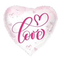 Palloncino cuore con amore rosa 45 cm