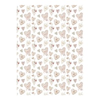 Carta di cartone con cuori rosa 32 x 43,5 cm - Decorazione Artis - 5 pz.