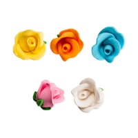 Decorazioni di zucchero fiore colorato con base da 4 cm - Dekora - 35 unità
