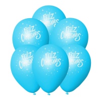 Palloncini in lattice azzurro Happy Birthday 23 cm - 6 unità