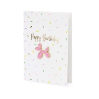 Biglietto auguri Happy Birthday con spilla - PartyDeco