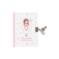 Diario di comunione per bambina con chiavi 16 x 13,5 cm - 1 pezzo