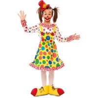 Costume da clown a pois e cappello per bambina