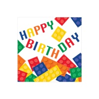 Tovaglioli Happy Birthday Lego da 16,5 x 16,5 cm - 16 unità