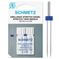 Aghi gemelli per macchina da cucire per elastici n. 2,5-75 - Schmetz - 1 pz.