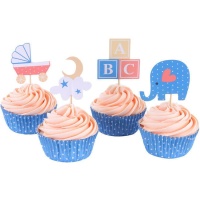 Capsule per cupcake e picking per baby shower - 24 pz.