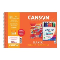 Set Bloc Basik 150 gr 20 fogli + 12 pastelli Giotto - Canson