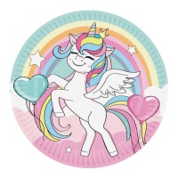 Piatti Unicorno Love da 23 cm - 8 unità