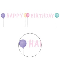 Ghirlanda di Buon Compleanno rosa con palloncini di 1,50 m