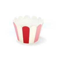 Wrapper cupcake bianchi, rosa e rossi - 6 unità
