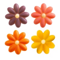 Figure di cioccolato bianco di fiori colorati 2D - Dekora - 80 unità