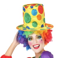 Cappello da clown giallo con pois colorati