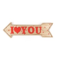Love You Freccia in legno con appendino 53 x 15,5 cm