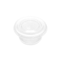 Vasetto per salse in plastica trasparente da 60 ml con coperchio - 10 pz.