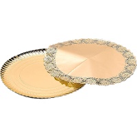 Vassoio rotondo di 35 cm in cartoncino con bordura dorata