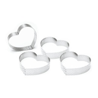 Stampo a cuore in acciaio forato 7,5 x 8 cm - Scrapcooking - 4 pz.