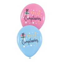 Palloncini in lattice Happy Birthday con regalo 30cm - 6 pz.