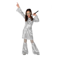 Costume da bambina argentato in stile disco