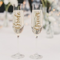Adesivi per matrimoni per calici Groom e Bride - PartyDeco - 2 pezzi
