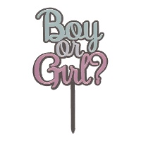 Topper per torta Boy or Girl argento, rosa e azzurro da 10,5 x 16,5 cm