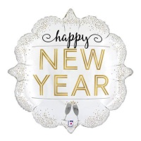 Palloncino 61 cm bianco e oro Happy New Year - Grabo