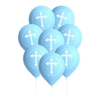 Palloncini in lattice blu Prima Comunione 27 cm - 8 unità