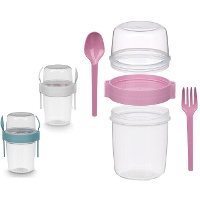 Tupper da 1,1 L con bicchiere e posate - 1 unità