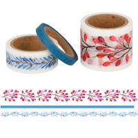 Washi tape bacche e piante blu - 3 pz.